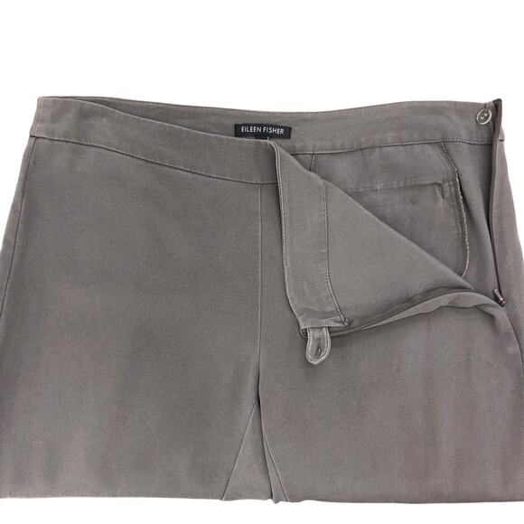 Eileen Fisher Womens Size 6 Pants Silk Cotton Stretch Side Zip Ankle Gray - Picture 12 of 13
